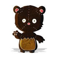 cartoon little black bear waving
