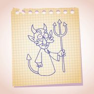 Devil character note paper sketch