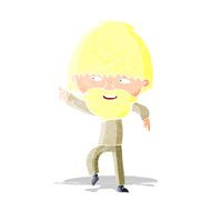 cartoon bearded man pointing and laughing