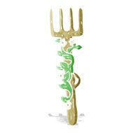 cartoon ornate wooden fork