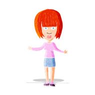 cartoon woman shrugging shoulders N46