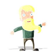 cartoon man with beard waving