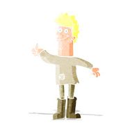 cartoon positive thinking man in rags