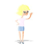 cartoon friendly girl waving