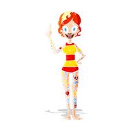 cartoon woman covered in tattoos