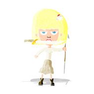 cartoon woman with knife and harpoon