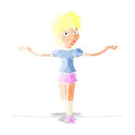 cartoon woman shrugging shoulders N47