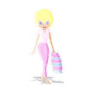cartoon woman going to bed