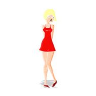 cartoon pretty woman in dress N4