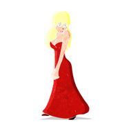 cartoon pretty woman in dress N5