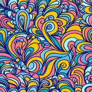 Colorful abstract doodle seamless pattern waves and clouds N5