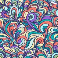 Colorful abstract doodle seamless pattern waves and clouds N6