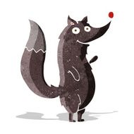 cartoon waving wolf N4