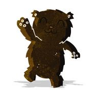 cartoon waving black bear N3