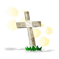 cartoon wooden cross grave N4