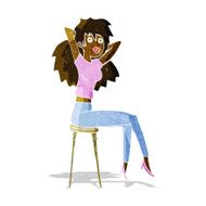 cartoon woman posing on stool N2