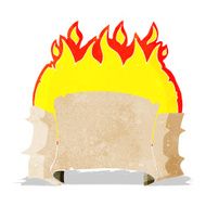 cartoon flaming heraldry scroll banner