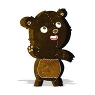 cartoon cute waving black bear teddy