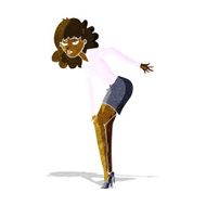 cartoon annoyed woman rubbing knee N2
