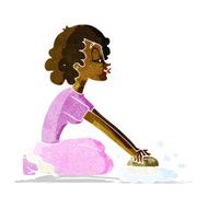 cartoon woman scrubbing floor N2