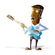 cartoon man playing electric guitar N4