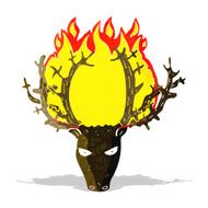 cartoon stag head fire symbol