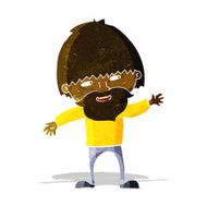 cartoon happy bearded man waving N2