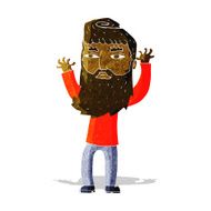 cartoon bearded man waving arms N2