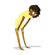 cartoon woman looking at her feet N2