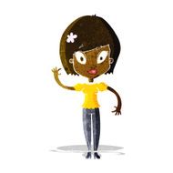 cartoon pretty woman waving N10