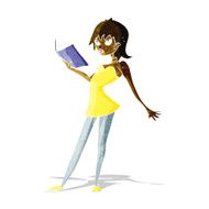 cartoon woman reading book N2