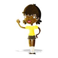 cartoon waving woman N14