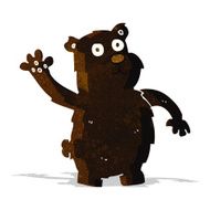 cartoon waving black bear N4
