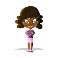cartoon happy woman with folded arms N3