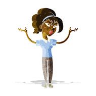 cartoon woman raising hands in air N3