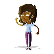 cartoon pretty woman waving N11