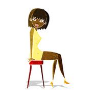 cartoon woman sitting on stool N3
