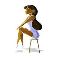 cartoon woman sitting on stool N4