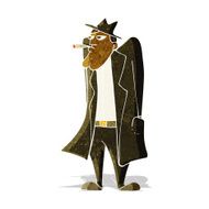 cartoon man in hat and trench coat N2