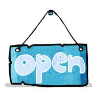 cartoon open shop sign N2