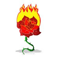cartoon flaming rose tattoo