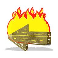 cartoon burning direction arrow