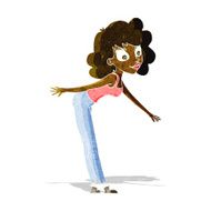 cartoon woman reaching to pick something up N2