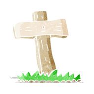 cartoon wooden cross grave N6