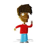 Cartoon Man Giving Peace Sign N8