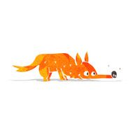 cartoon fox sniffing floor
