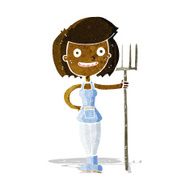 cartoon happy farmer girl