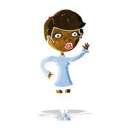 cartoon pretty woman waving N12
