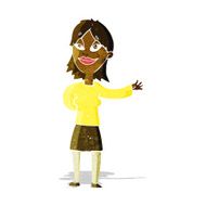 cartoon woman gesturing to show something N3