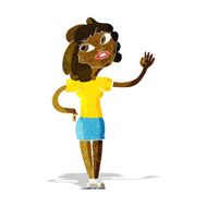 Cartoon Woman Waving N35